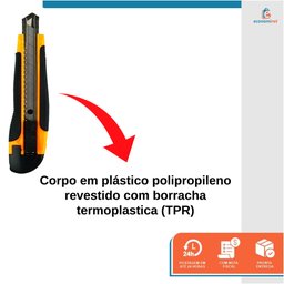 Estilete Emborrachado 18mm Profissional 3 Laminas - Starfer - 4