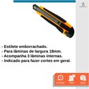 Ver imagem 2 de Estilete Emborrachado 18mm Profissional 3 Laminas - Starfer