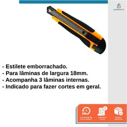 Estilete Emborrachado 18mm Profissional 3 Laminas - Starfer - 2