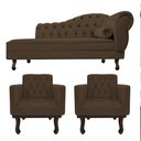Ver imagem 1 de Kit Diva Recamier Juliana 140cm Lado Esquerdo e 02 Poltronas Classic Suede Marrom - Amarena Móveis