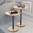 Ver imagem 3 de Conjunto Mesa Lateral em Mdf com Pé de Aço - Conjunto com 2 Mesas Off White/cedro