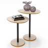 Conjunto Mesa Lateral em Mdf com Pé de Aço - Conjunto com 2 Mesas Off White/cedro - 10