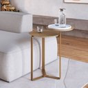 Ver imagem 3 de Mesa de Centro Dois Tampos Chanfrada Orgânica 44cm Pé Metal 28022 Artesano