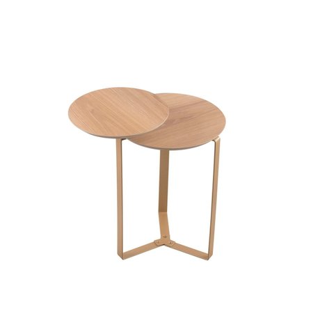 Mesa de Centro Dois Tampos Chanfrada Orgânica 44cm Pé Metal 28022 Artesano