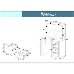 Penteadeira Camarim Compacta com Espelho 3 Gavetas Pe2010 - 3 Penteadeira Camarim Compacta com Espelho 3 Gavetas Pe2010 - 3