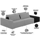 Ver imagem 4 de Sofá Ilha Modular para Sala 232cm com Puff Dublin K01 Veludo Cinza e Sintético Preto - Lyam Decor