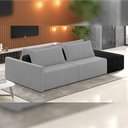Ver imagem 2 de Sofá Ilha Modular para Sala 232cm com Puff Dublin K01 Veludo Cinza e Sintético Preto - Lyam Decor
