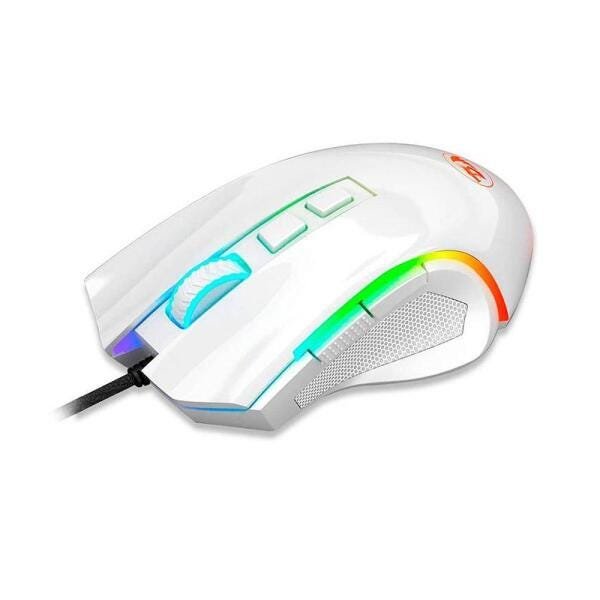 Mouse Gamer Redragon Griffin 7.200DPI RGB Branco - M607W - 2