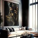 Ver imagem 1 de Quadro Decorativo Mulher Dourada Fashion em Moldura Caixa Tacolado Moldura Trad 1cm Madeira Escura C