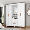 Ver imagem 1 de Roupeiro Capela Lite 30460 4 Portas Nicho Penteadeira com Espelho - Branco Móveis Leão