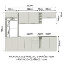 Ver imagem 4 de Armário de Cozinha Completa 290cm Branco Stella Madesa 01