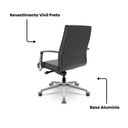 Ver imagem 5 de Cadeira Diretor Suprema Estofada em Vinil NR17 Ergonômica Plaxmetal Cor:Preto