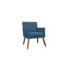 Ver imagem 1 de Poltrona Decorativa Cecília Suede Azul Marinho Pés Madeira Mz Decor