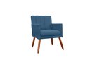 Ver imagem 1 de Poltrona Decorativa Cecília Suede Azul Marinho Pés Madeira Mz Decor
