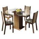 Ver imagem 2 de Conjunto Sala de Jantar Madesa Madu Mesa Tampo de Vidro Redondo 4 Cadeiras - Rustic/crema/hibiscos
