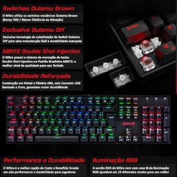 Teclado Mecânico Gamer Redragon Mitra Rgb Switch Otemu Brow K551rgb-1 - 6 Teclado Mecânico Gamer Redragon Mitra Rgb Switch Otemu Brow K551rgb-1 - 6