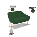 Ver imagem 5 de Kit 01 Namoradeira 02 Lugares e 02 Poltronas Giovana Veludo Pés Palito Natural - D’Rossi - Verde