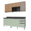 Ver imagem 2 de Cozinha Compacta Freijó L200cm 8 Portas 3 Gavetas Cz1200 Cor: Verde Mar/freijó