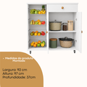 Ver imagem 5 de Fruteira Organizadora Multifuncional Mdf com Porta Prateleiras e Rodízios