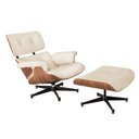 Ver imagem 2 de Poltrona Charles Eames com Puff Couro Natural Linha Premium Design Atemporal Sala Luxo - Off-White