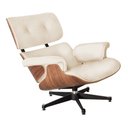 Ver imagem 5 de Poltrona Charles Eames com Puff Couro Natural Linha Premium Design Atemporal Sala Luxo - Off-White