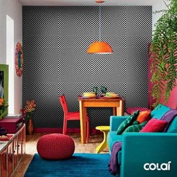 Papel de Parede Lavável Mini Xadrez Preto e Branco 12m - 5