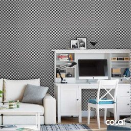 Papel de Parede Lavável Mini Xadrez Preto e Branco 12m - 2