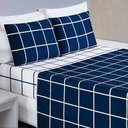 Ver imagem 1 de Jogo de Lençol Cama King 4 Peças 200 Fios Micropercal Austin:Azul Marinho