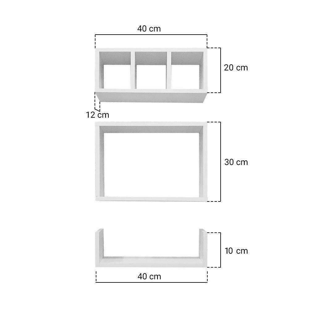 Kit 3 Peças Nicho Prateleira para Banheiro Branco 40 X 12cm - 2