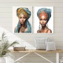 Ver imagem 1 de Conjunto 2 Quadros Decorativos Mulher africana 33x24cm:madeira Preta