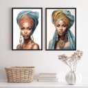 Ver imagem 2 de Conjunto 2 Quadros Decorativos Mulher africana 33x24cm:madeira Preta