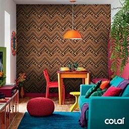 Papel De Parede Adesivo Lavável Linhas Indígenas 15m - 5