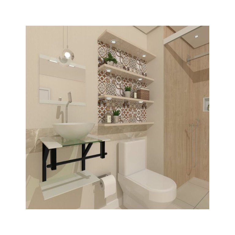 GABINETE DE VIDRO 40CM AP COM CUBA REDONDA - BRANCO EK