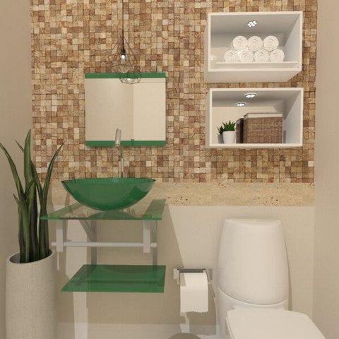 COMBO 2 EM 1 GABINETE DE VIDRO POLÔNIA 45CM AC + TORNEIRA ALGARVE VERDE EK