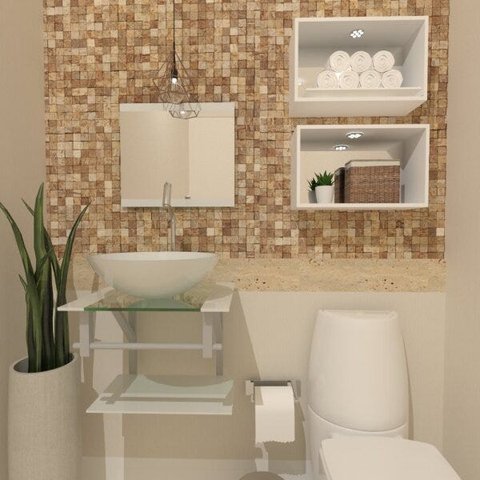 COMBO 2 EM 1 GABINETE DE VIDRO POLÔNIA 45CM AC + TORNEIRA ALGARVE BRANCO EK