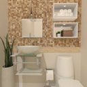 Ver imagem 1 de COMBO 2 EM 1 GABINETE DE VIDRO POLÔNIA 45CM AC + TORNEIRA ALGARVE BRANCO EK