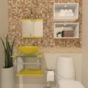 Ver imagem 1 de COMBO 2 EM 1 GABINETE DE VIDRO POLÔNIA 45CM AC + TORNEIRA ALGARVE AMARELO EK