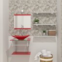 Ver imagem 1 de COMBO 2 EM 1 GABINETE DE VIDRO BIELORRÚSSIA 45CM AC + TORNEIRA ALGARVE VERMELHO FERRARI EK