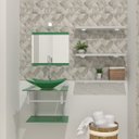 Ver imagem 1 de COMBO 2 EM 1 GABINETE DE VIDRO BIELORRÚSSIA 45CM AC + TORNEIRA ALGARVE VERDE EK