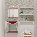 Ver imagem 1 de COMBO 2 EM 1 GABINETE DE VIDRO BIELORRÚSSIA 45CM AC + TORNEIRA ALGARVE VERMELHO CEREJA EK