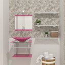 Ver imagem 1 de COMBO 2 EM 1 GABINETE DE VIDRO BIELORRÚSSIA 45CM AC + TORNEIRA ALGARVE ROSA EK