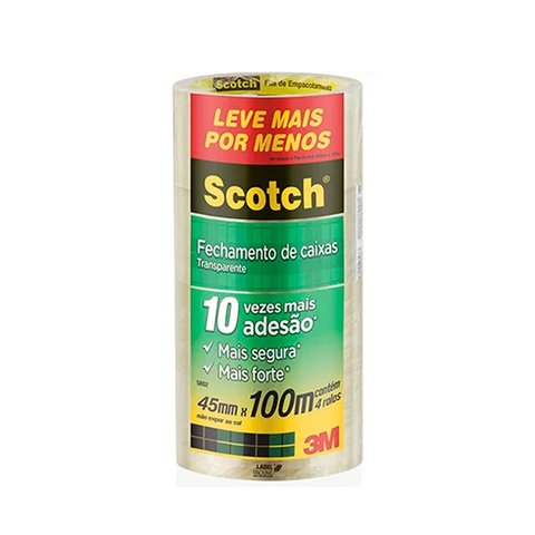 Fita 3M de Empacotamento 45MM X 100M Transparente C/4 UN