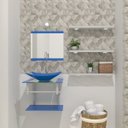Ver imagem 1 de COMBO 2 EM 1 GABINETE DE VIDRO BIELORRÚSSIA 45CM AC + TORNEIRA ALGARVE AZUL EK