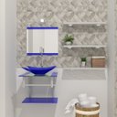 Ver imagem 1 de COMBO 2 EM 1 GABINETE DE VIDRO BIELORRÚSSIA 45CM AC + TORNEIRA ALGARVE AZUL ESCURO EK