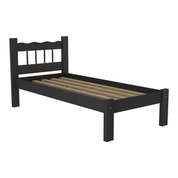 Cama Solteiro Madeira Maciça para Colchão 78/88 x 188cm Madri Multimóveis CR4141 Preta - 3