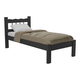 Cama Solteiro Madeira Maciça para Colchão 78/88 x 188cm Madri Multimóveis CR4141 Preta - 1
