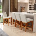 Ver imagem 2 de Banqueta Baixa Para Cozinha Bancada Bar Sala De Jantar Fixa Mila L02 Linho Champagne - Lyam Decor