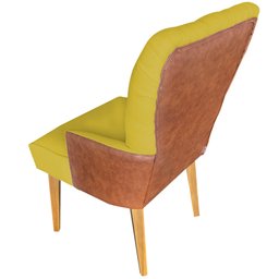 Cadeira de Jantar Madri Courissimo Nozes com Suede Amarelo - Dominic Decor - 3