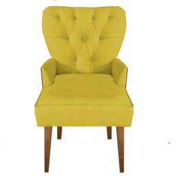 Cadeira de Jantar Madri Courissimo Nozes com Suede Amarelo - Dominic Decor - 2