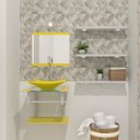 Ver imagem 1 de COMBO 2 EM 1 GABINETE DE VIDRO BIELORRÚSSIA 45CM AC + TORNEIRA ALGARVE AMARELO EK
